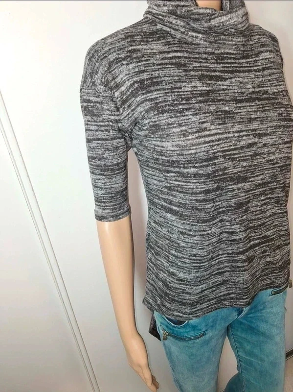 Jersey de cuello vuelto asimétrico Mim – Gris melange – Talla M – Muy buen estado – photo 2